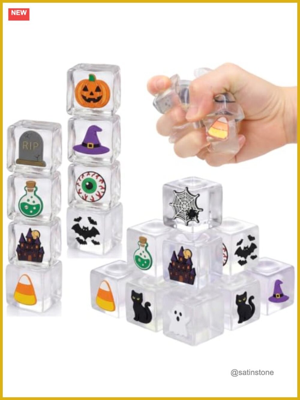 24 Pack Halloween Squishy Cube Toys Stress Balls Kids Party Favors Goodie Bag